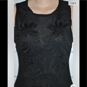 Womens HAUTE MONDE Floral Embroidered Semi Sheer Mesh Bodysuit M